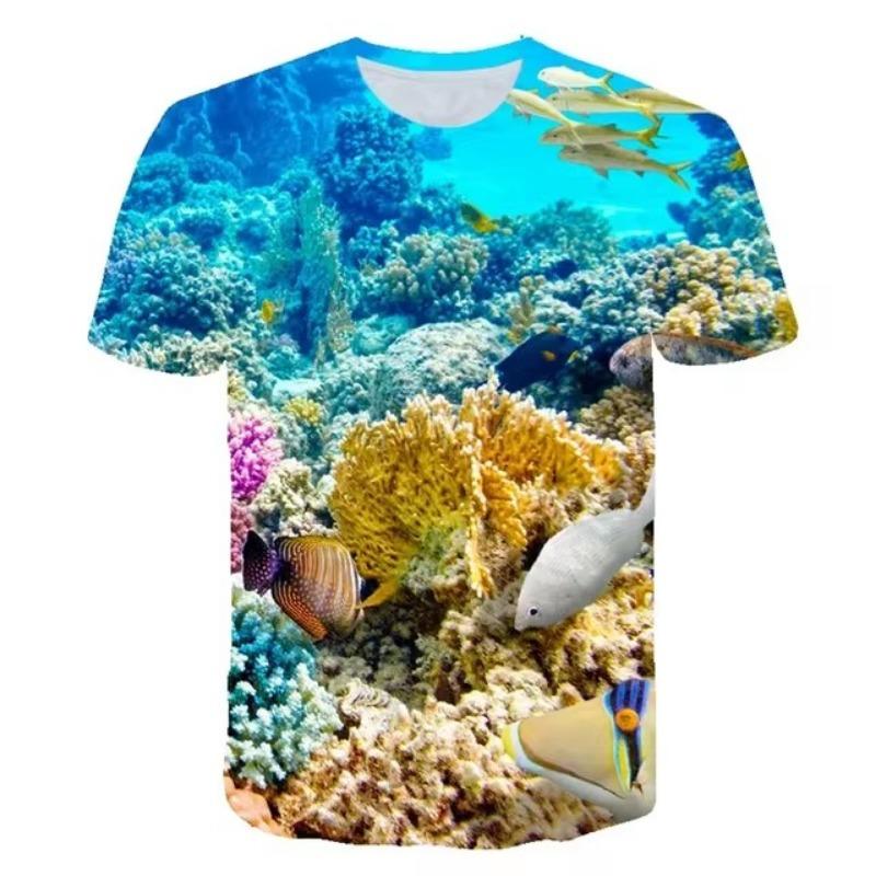 Women's 3D Printed Underwater Coral Fish T Shirt Funny Animal WoMen T-Shirt Casual Seabed View Streetwear Tshirt Casual Tee Tops