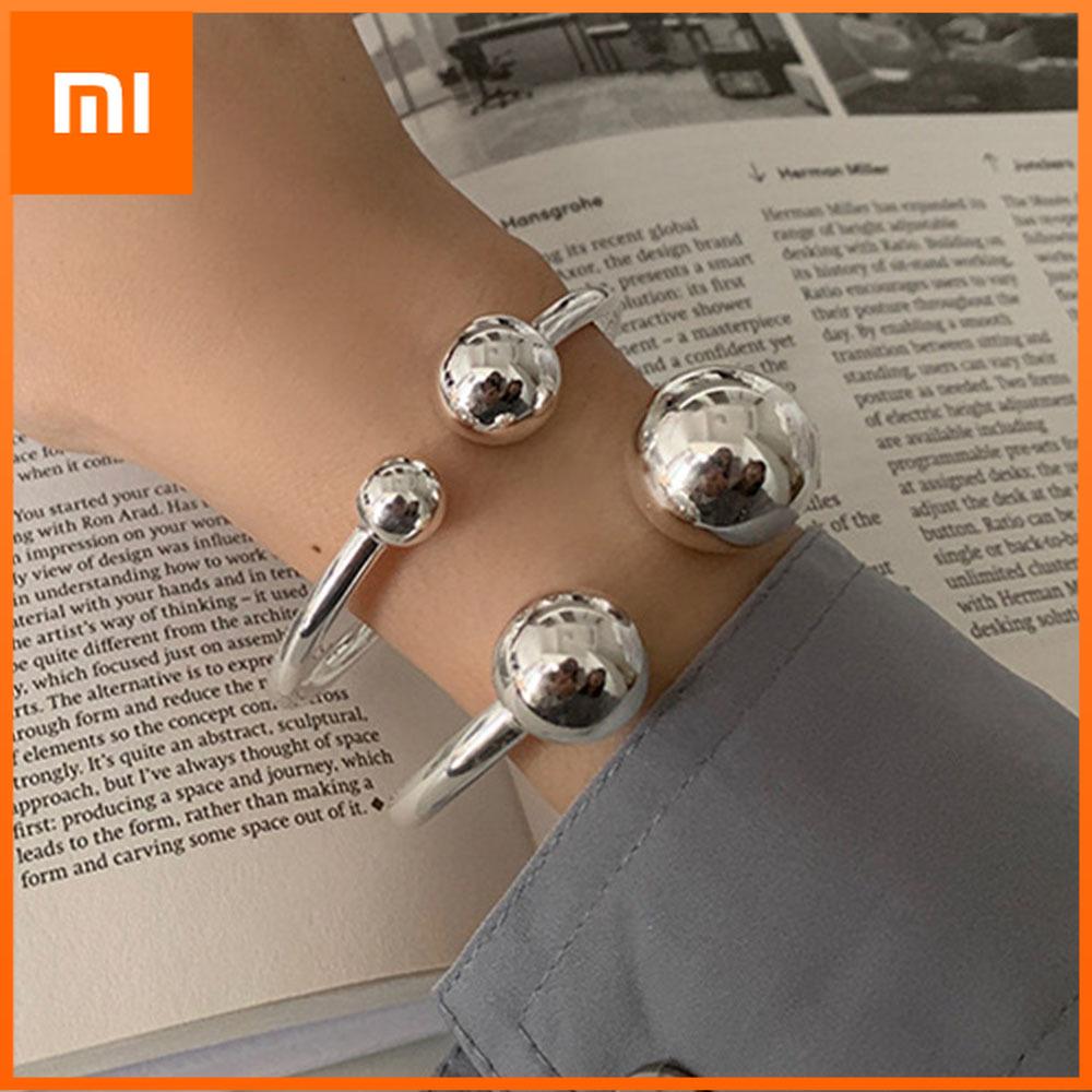 Xiaomi 100% Solid 925 Sterling Silver Metal Bracelet for Women Vintage Handmade Simple Geometric Balls Birthday Gift Party