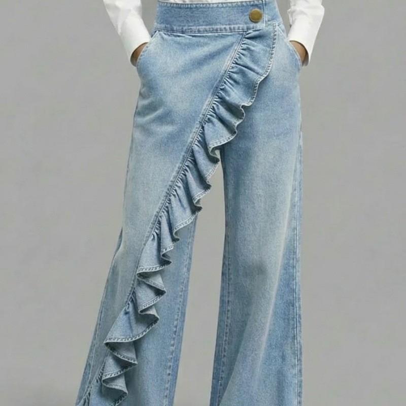 Pantaloni di Jeans Vintage con Tessuto Elasticizzato per un Look Casual da Ufficio