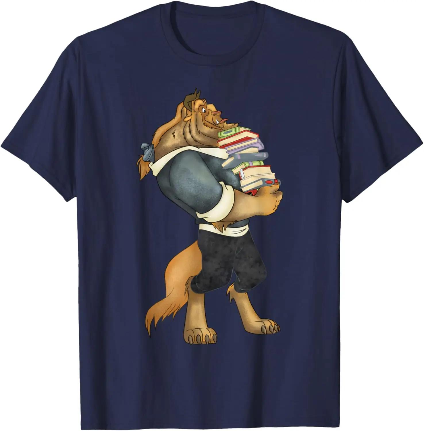 Hot Fashion Casual Disney Beauty and The Beast Book Worm Beast T-Shirt S-4XL Four Seasons S