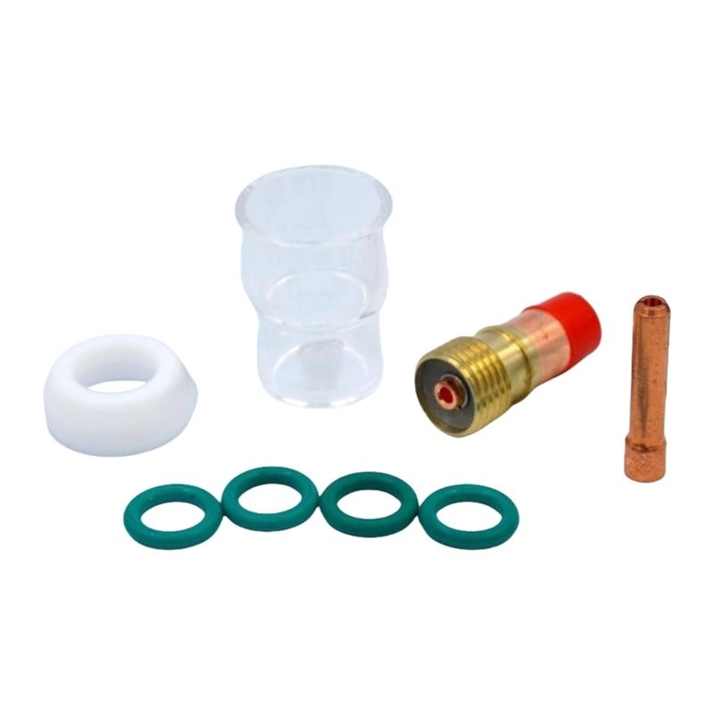 TIG Welding Torch Set Glass Cup Collet Gas Lens 1.6mm/2.4mm Welding Nozzle for WP17 WP18 WP26 Welding Torch