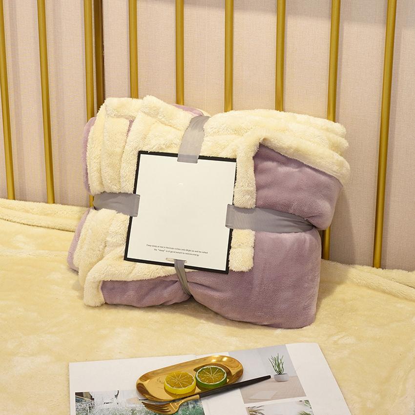 Double Thicken Lamb Cashmere Blanket 150x200cm Solid Color Bedroom School Travel Home Super Soft Fabric for Queen Bed Sofa