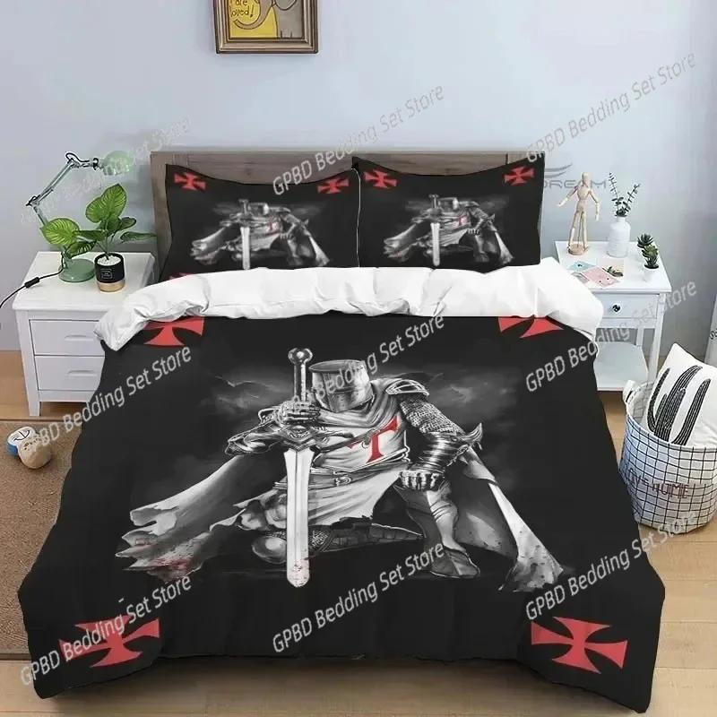 3D Print Medieval Knights Templar Bedding Set Bedroom Soft Modern Bedspreads Comefortable Duvet Cover Quilt Cover And Pillowcase