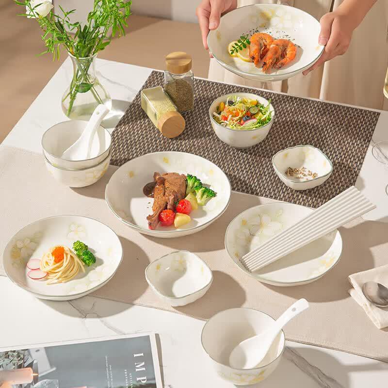 Weidu 18-Piece Pastoral Flower Ceramic Dinnerware Set