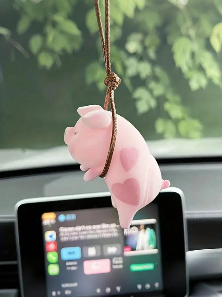 1Pc Cute Pink Pig Car Hanging Ornament – Perfect for Car Interior Decoration, Adding Whimsy and Fun to Your Vehicle.
