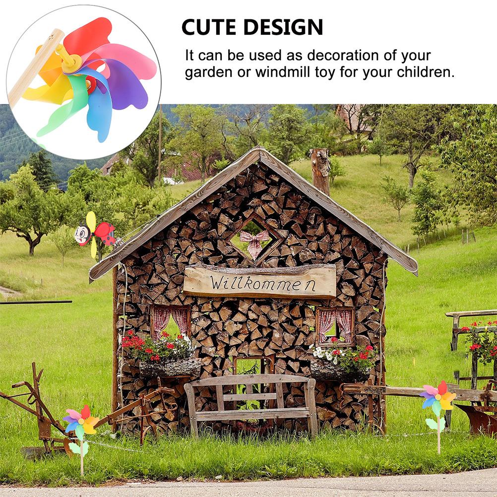 12 Pcs Colorful Windmill Toy Kids Pinwheels Handheld Garden Decorative Stakes Wind Spinners Outdoor Garden Supplies