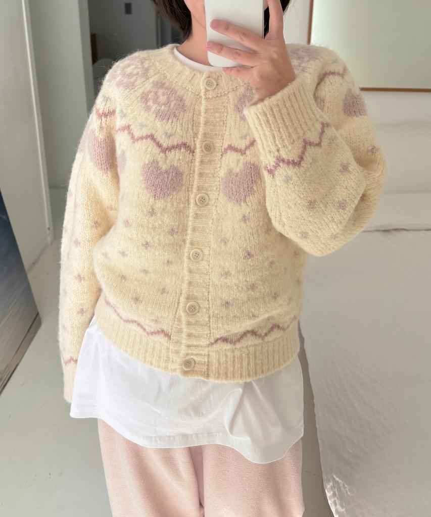 LETTERA Alpaca Wool Nordic Knit Cardigan_Ivory