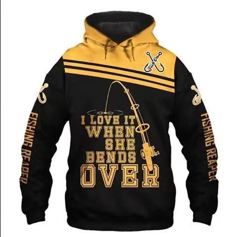 Sweat à capuche unisexe avec impression numérique 3D Motif pêcheur Luya pull de sport d'extérieur
