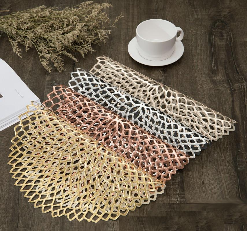 Pvc Bronzing Hollow Mat Insulation Non-slip Placemat Coffee Table Mat Table Mat Decoration Mat Western Placemat