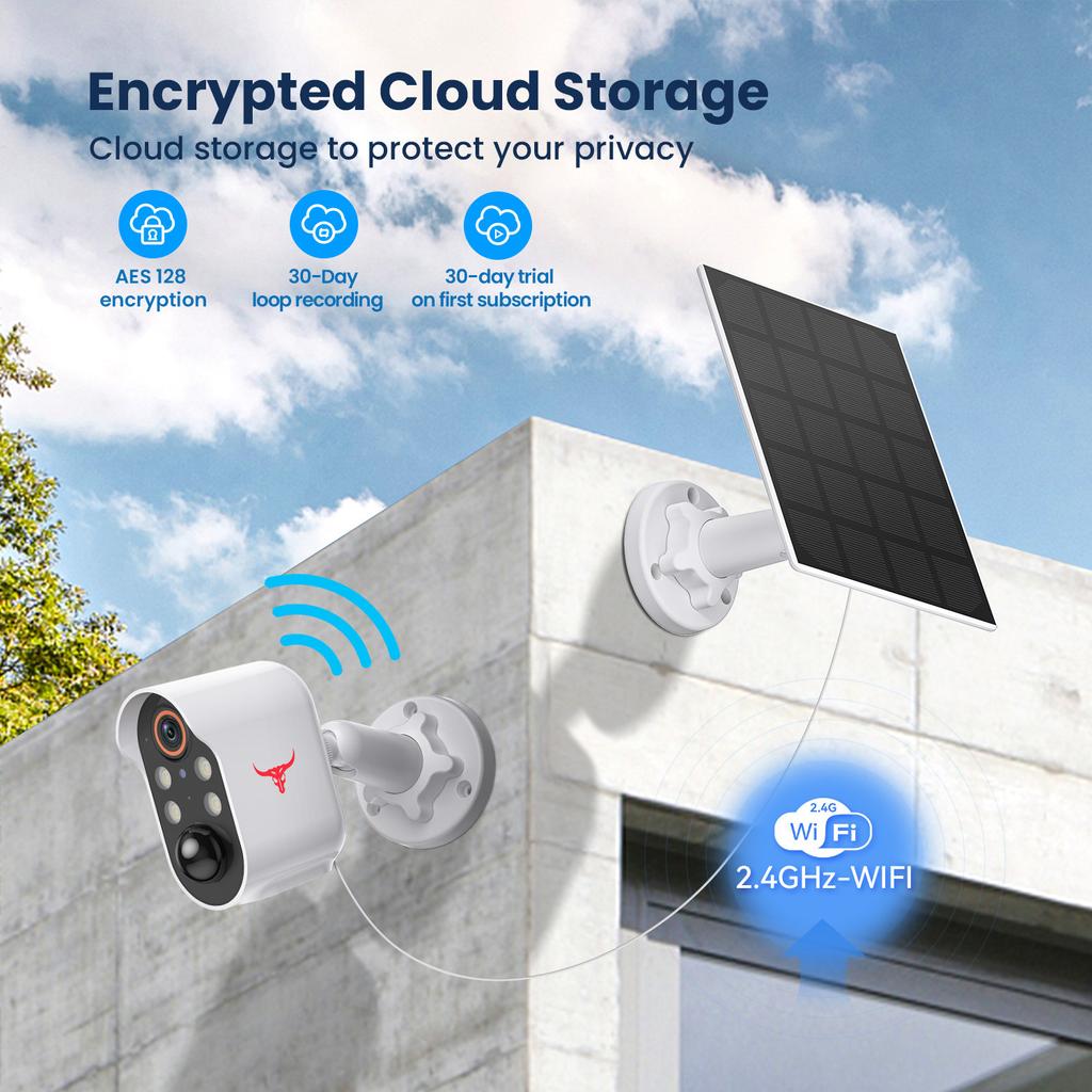 Güneş Enerjili Kamera 1080P Yüksek Çözünürlüklü Akıllı Kamera Çift Yönlü Ses Kızılötesi Gece Görüşü