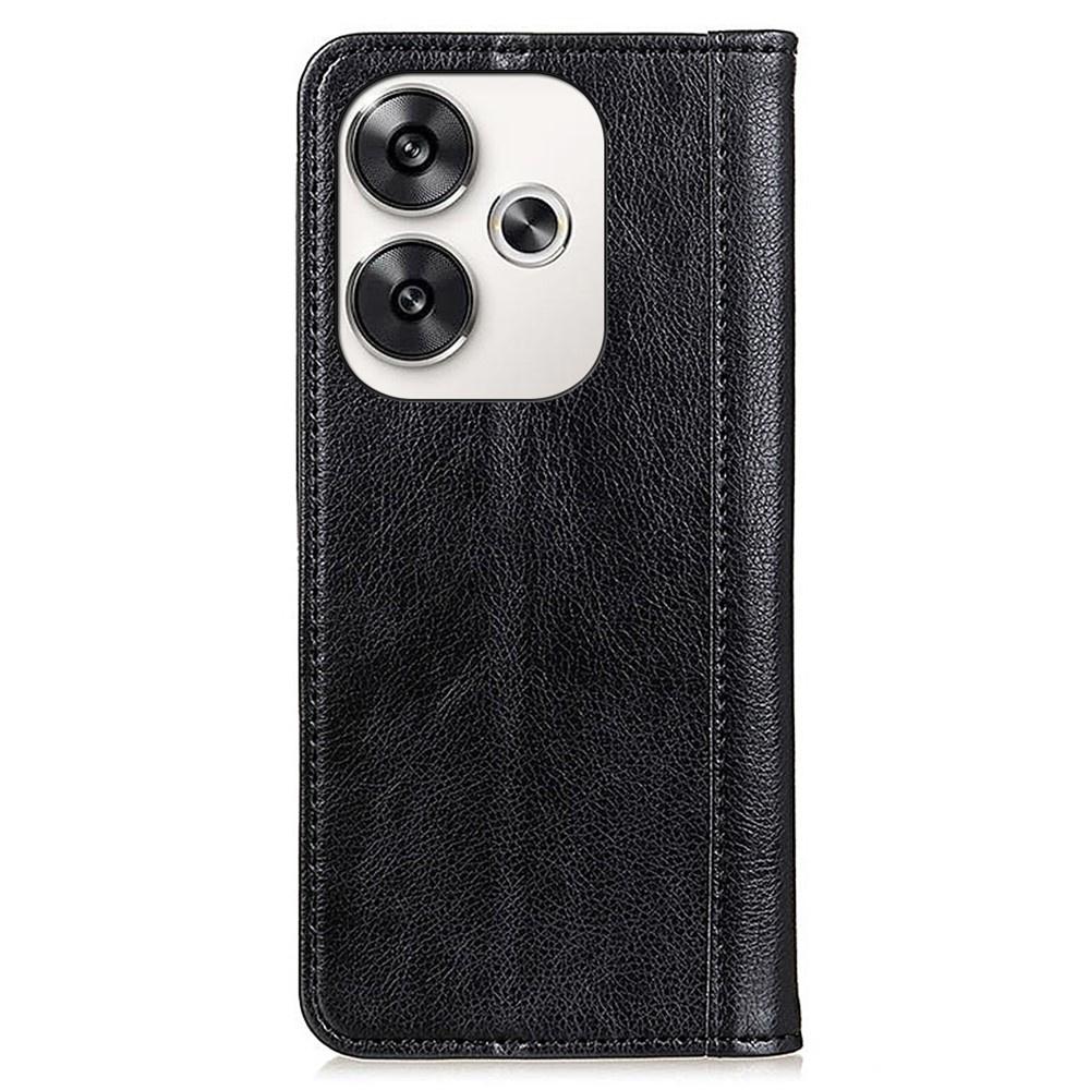 Flip Case for Xiaomi Poco F6, Split Leather, Black