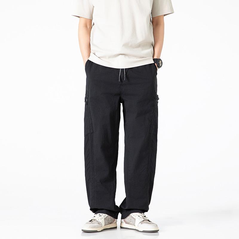 

Trendy brand overalls men s loose straight men s trousers high street retro casual pants men s high-end pants XXXL чёрный