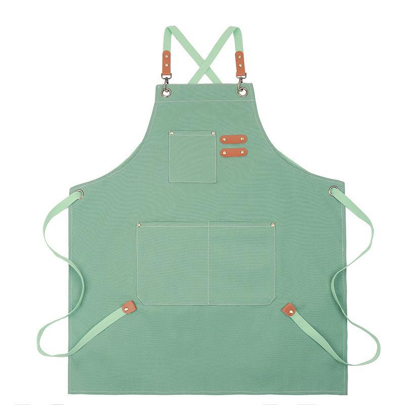Waterproof Thickened Cotton Denim Apron - Oil and Stain Resistant, Solid Color Design for Household Kitchen Use