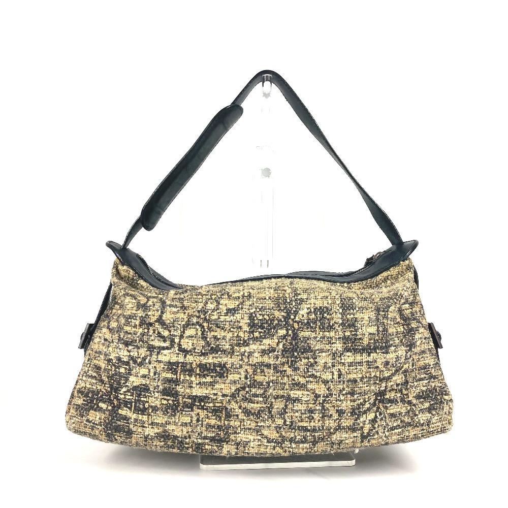 CHANEL Camellia CC CC Mark bag Shoulder Bag Canvas/Leather Black/BeigeBased