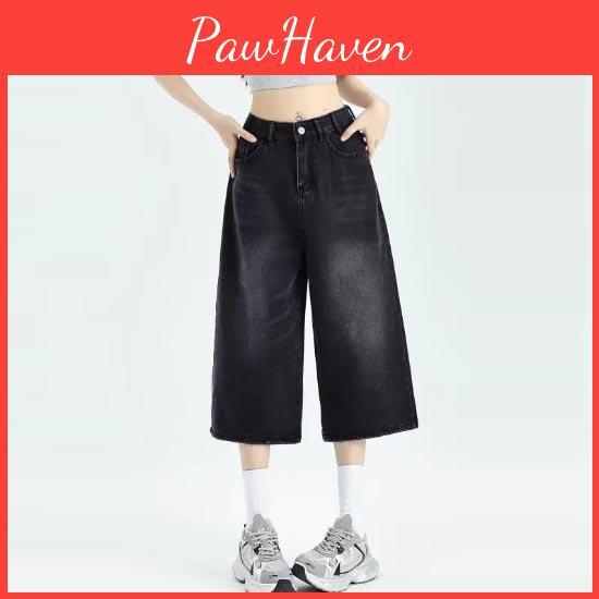 Shorts Denim For Highwaisted Wideleg Women Summer Baggy Midlength Jeans Pants Solid Casual Clothing Streetwear