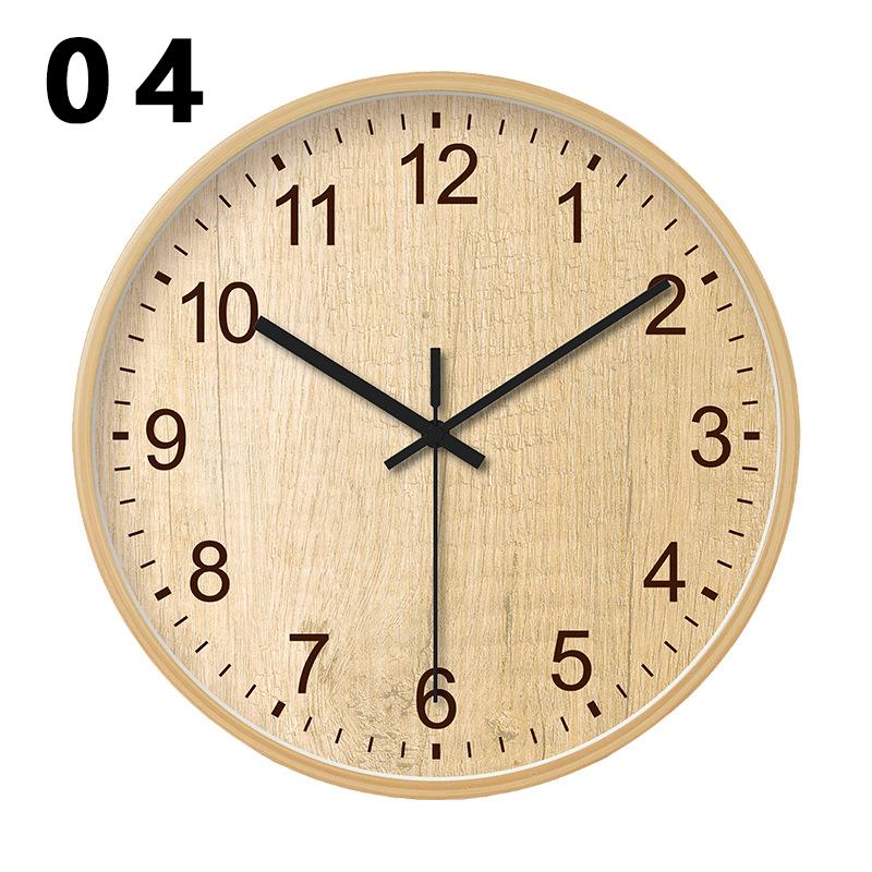 European Wooden Silent Wall Clock Living Room Simple Decoration Pointer Clock, Japanese Style Retro Wood Quartz Clock 20/30/35cm