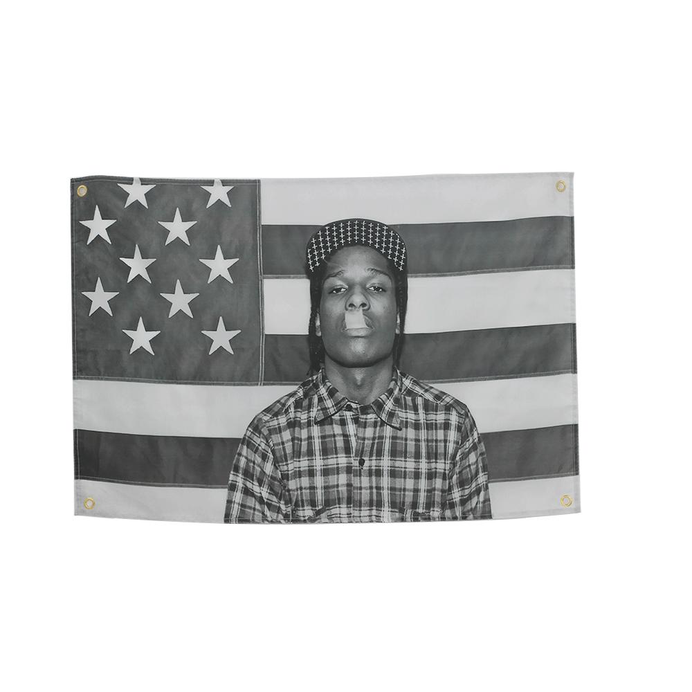 90X150CM Asap Rockys Flag Rage Hip Hop Double Penetration Classic Music Bedroom Decor Wall Hanging Tapestry Room Decor