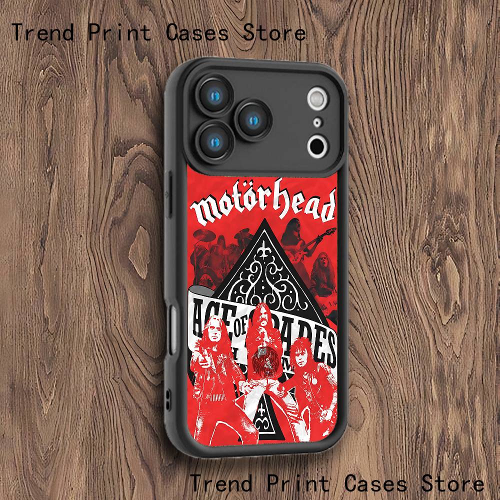Funda de Teléfono Banda-M-M-MotorheadS-S Para iPhone 17,16,15,14,13,12,11,Pro,Max,Plus,X,XS,SE4,E,Mini Borde Engrosado Negro Funda