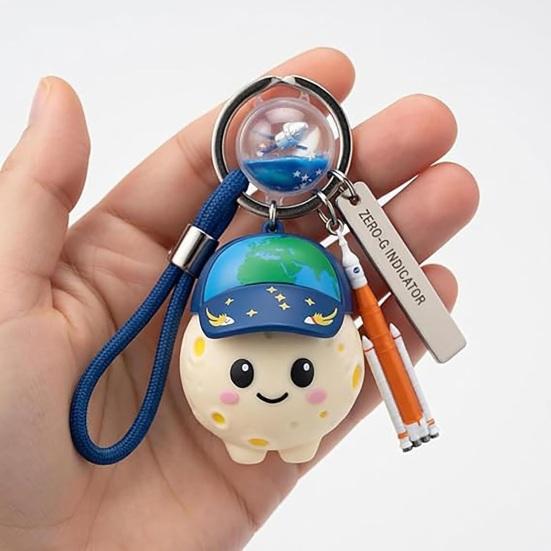 Yousheng Keychain Space Rocket Floating Artemis Pendant with 3D Moon Character Lightweight Keychain Backpack