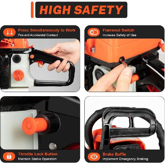 Upgrade 58cc Gas Chainsaw 20 Inch 2-Stroke Gas Powered Chainsaw Air-Cooled Gas Chain Saw Handheld Gasoline Chain Saw for Wood Cutting