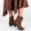 European & American Plus Size Women's Suede Ankle Boots - Pointed Toe, Mid Chunky Heel, Western Style, V-Cut Design.