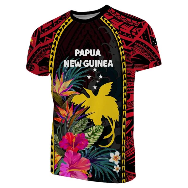 Papua New Guinea Flag Map Graphic T Shirts PNG National Emblem T Shirt For Men