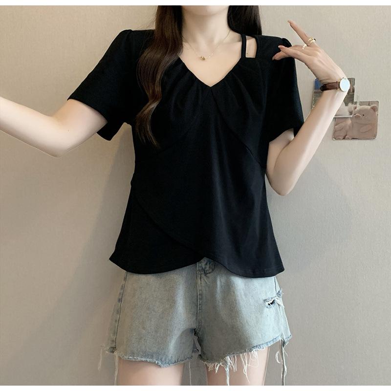 2026 Summer Plus Size Women s Stylish Hollow Design Short Sleeve Top XL