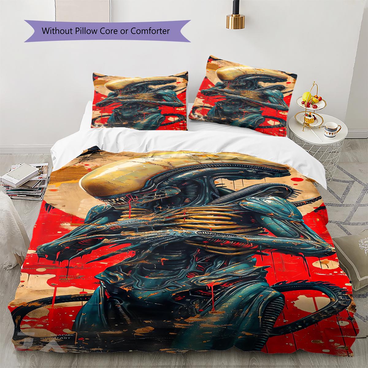 

Aliens Pattern Bedding Quilt Set Quilt Cover Pillowcase Home Decoration Gift (1 * duvet cover + 2 * pillowcase, without core) 135x200cm
