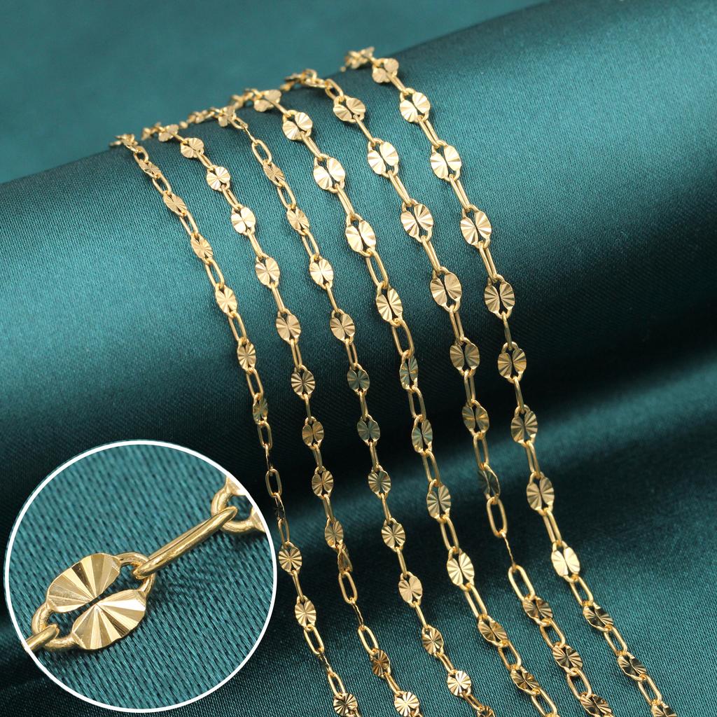2025 Neu 14 Karat Vergoldet Funkelnde Lippenkette Permanente Gliederkette Rolle für Halskette Armband DIY Schmuckherstellung Zubehör Damen
