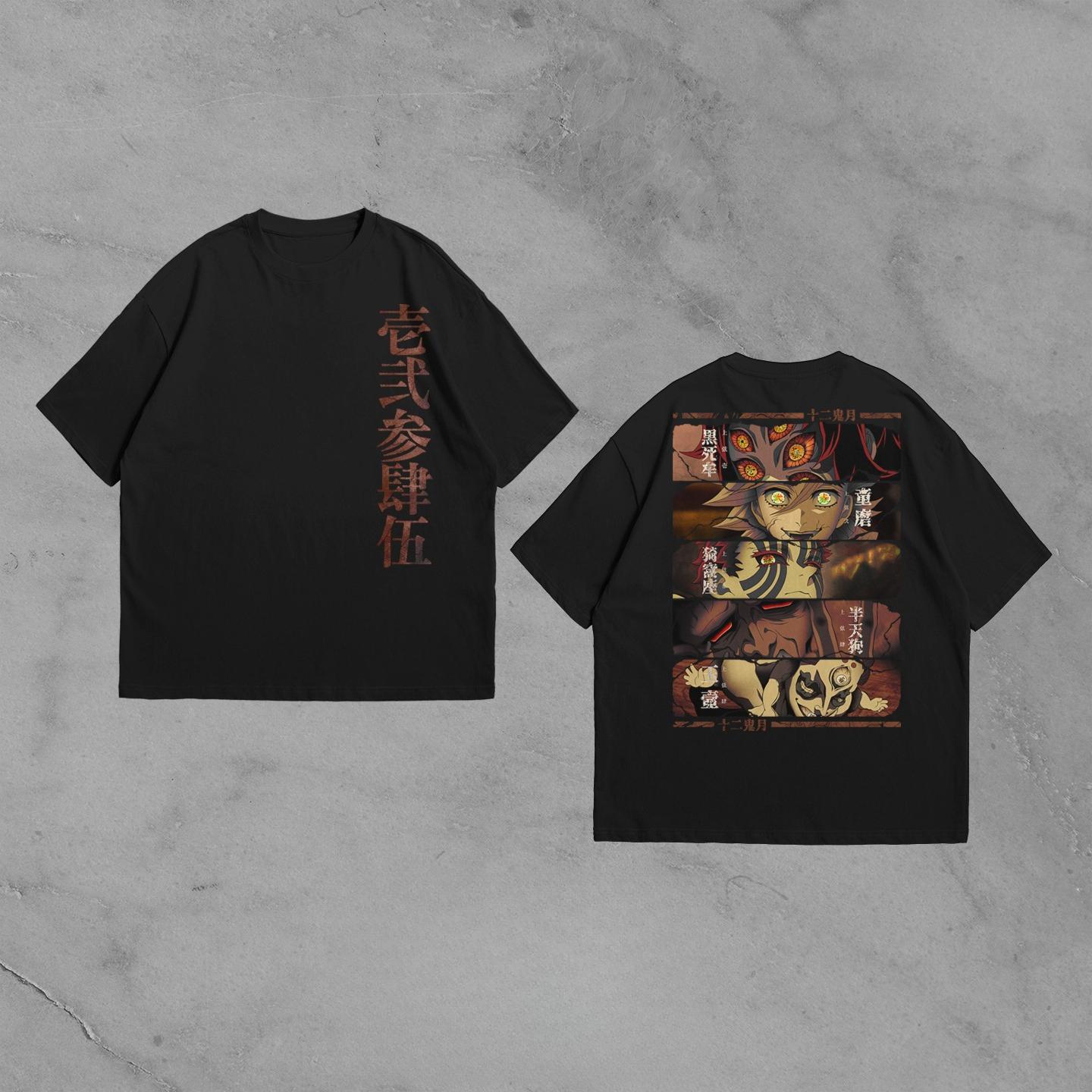 

2026 Summer Demon Slayer Anime Twelve Kizuki Printed Loose Shortsleeved Pure Cotton Childrens Tshirt Tide Unisex Casual Y2k S