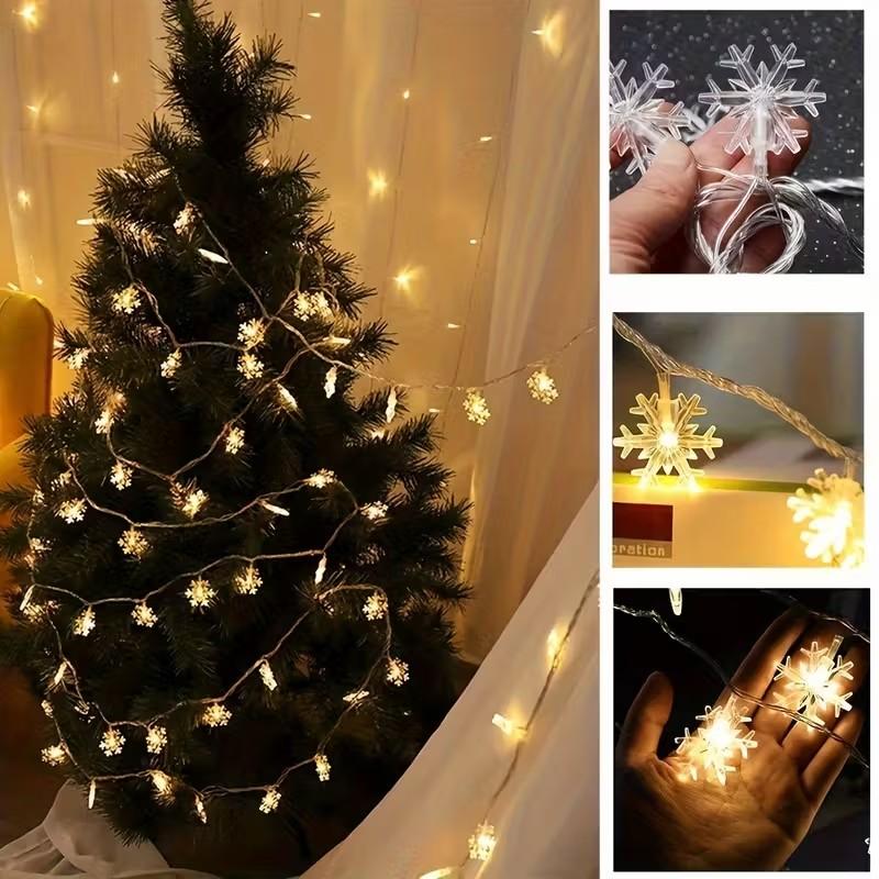USB Style LED Snowflake Curtain Light for Party Romantic Christmas Curtain Lights Fairy Lamp for Home Garden Decoration 3 M / 6 M/10M