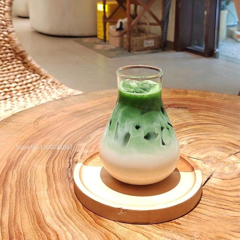 6PCS Bubble Glass Ins Net Red Cafe Coffee Cup Heat-resistant Water Cup Iced Latte Americano Coffee Drink Juice Cups