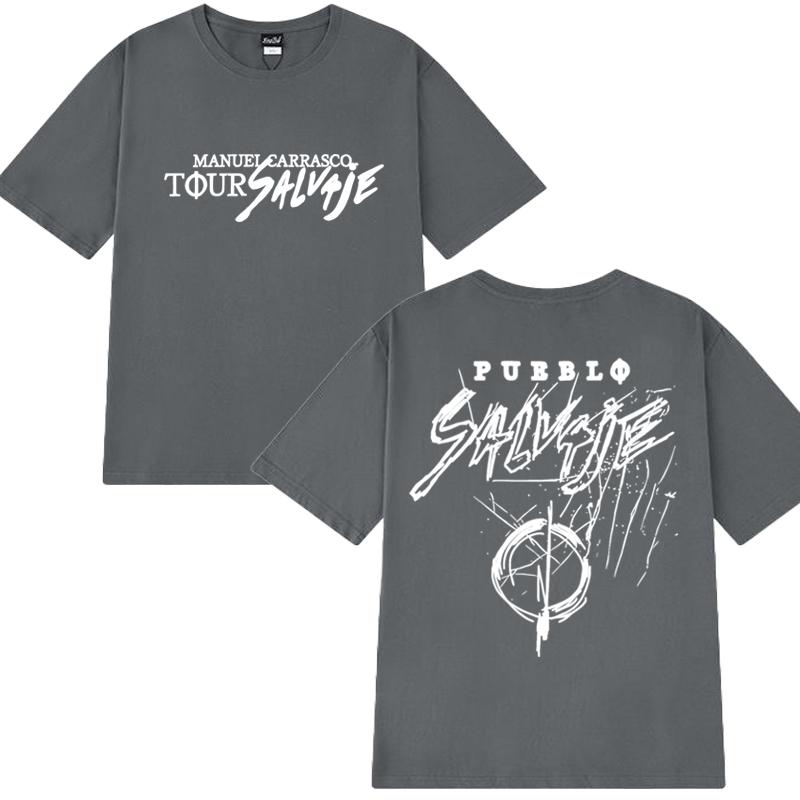 Heißer Rapper Manuel Carrasco Salvaje Welttournee 2025 Neues T-Shirt Herren Damen Vintage Streetwear Unisex Baumwolle Kurzarm T-Shirts