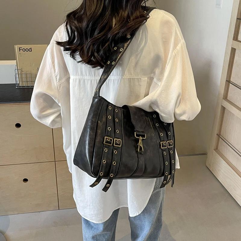 Belt Buckle Designer Women's Small 2024 Korean Fashion Shoulder Bag PU Leather Crossbody Bags Handbags and Purses