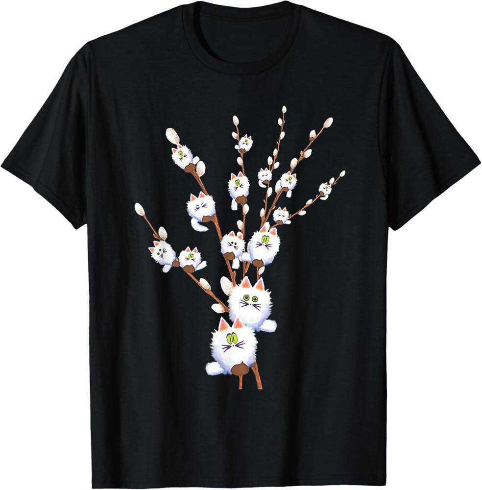 дерево кошка ива почки цветы дерево Футболка Унисекс Футболка S