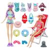 4Pcs 30cm/11.5 Set Funny Clothes Accessories Summer Swimwear Dolls Bikini Diving Suit Swim Ring Sunhat Beach Chair and for Kid Friendly Entertaining