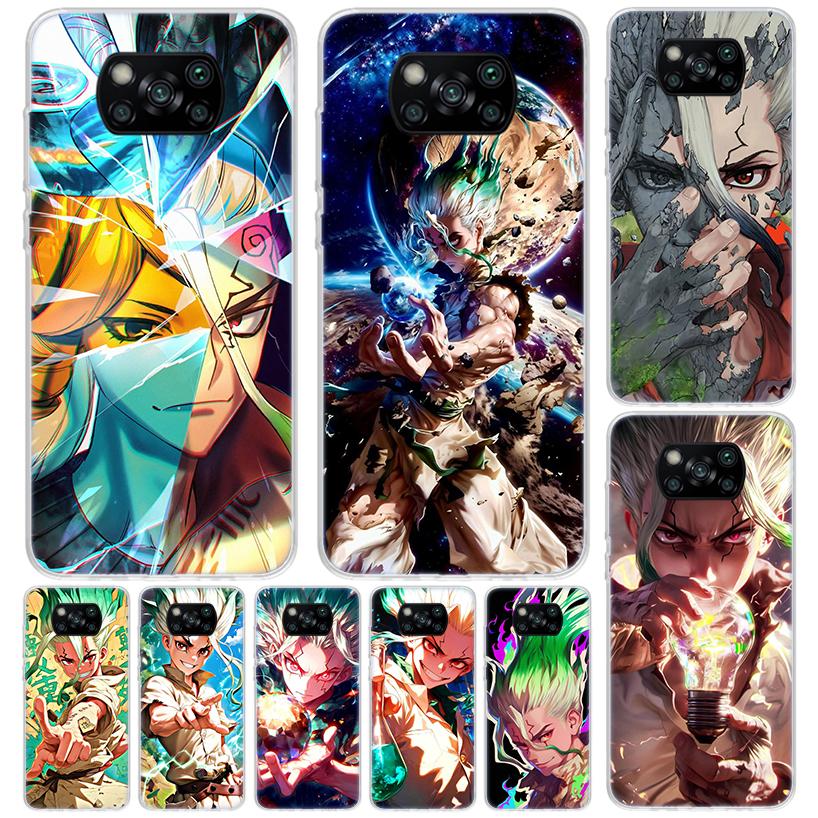 D-Dr Stone Anime Cover For Xiaomi Poco X7 X6 X5 Pro X3 Nfc F7 Ultra Phone Case F6 F5 X4 F4 Gt F3 M6 M5S M4 M3 Print Shell Poco X