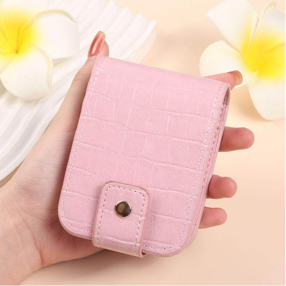 Fashion Alligator Pattern Lipstick Bag PU Leather Mini Makeup Bag with Mirror Portable Lipstick Protective Cover for Women Girls