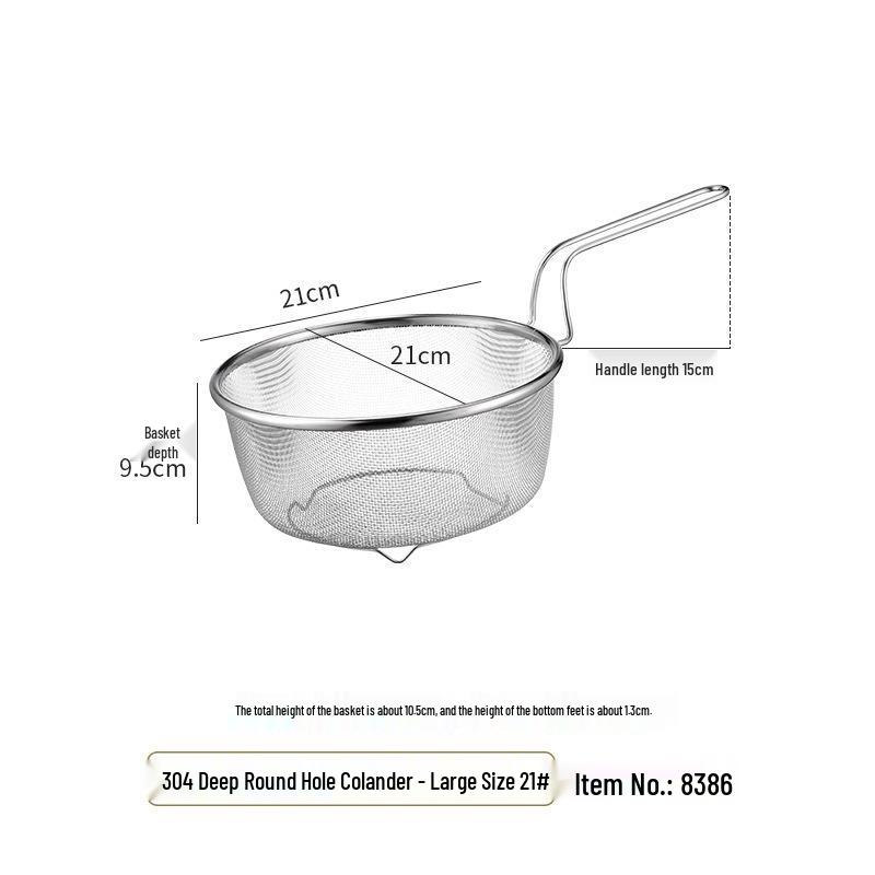 Large Japanese Stainless Steel Mesh Colander Spoon for Noodles, Dumplings, and Hot Pot