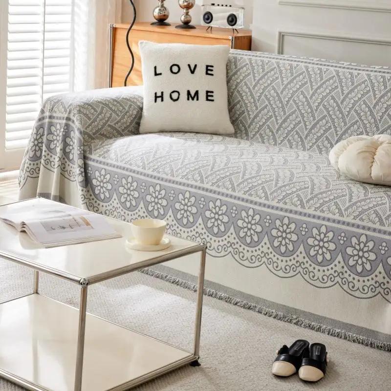 1pcs Simple Soft Chenille Sofa Cover Dustproof and Anti Slip Furniture Mat for Living Room Couch Towel with Tassels Home Decor