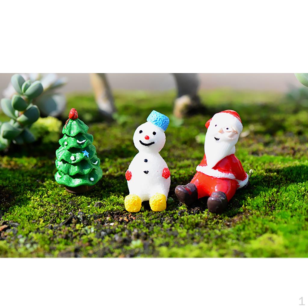 DIY Decorations Resin Garden Micro Landscape Ornaments Christmas Set of 3