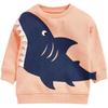 Autumn New Style Boys' Sweatshirt Shark Design Trendy Girls' Top Autumn Base Shirt Toddler Pure Cotton Long-Sleeve Pullover