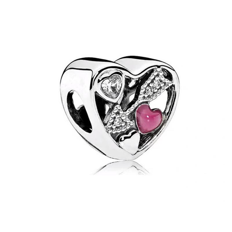 Europeans DIY Angel Mom Heart Sparkling Paw Print Cherry Blossom Charm Beads Fit Original Silver Bracelet Jewelry