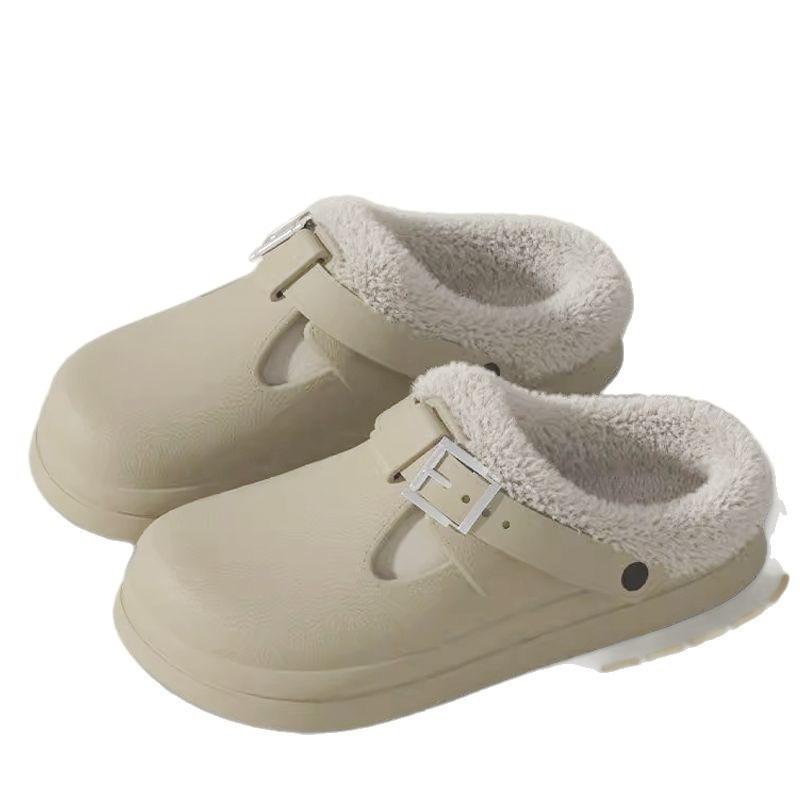 Winter New Simple Solid Color Cotton Cover Bag Head Mop Women's Shoes Thickened Warm Home Wear Cotton Mop