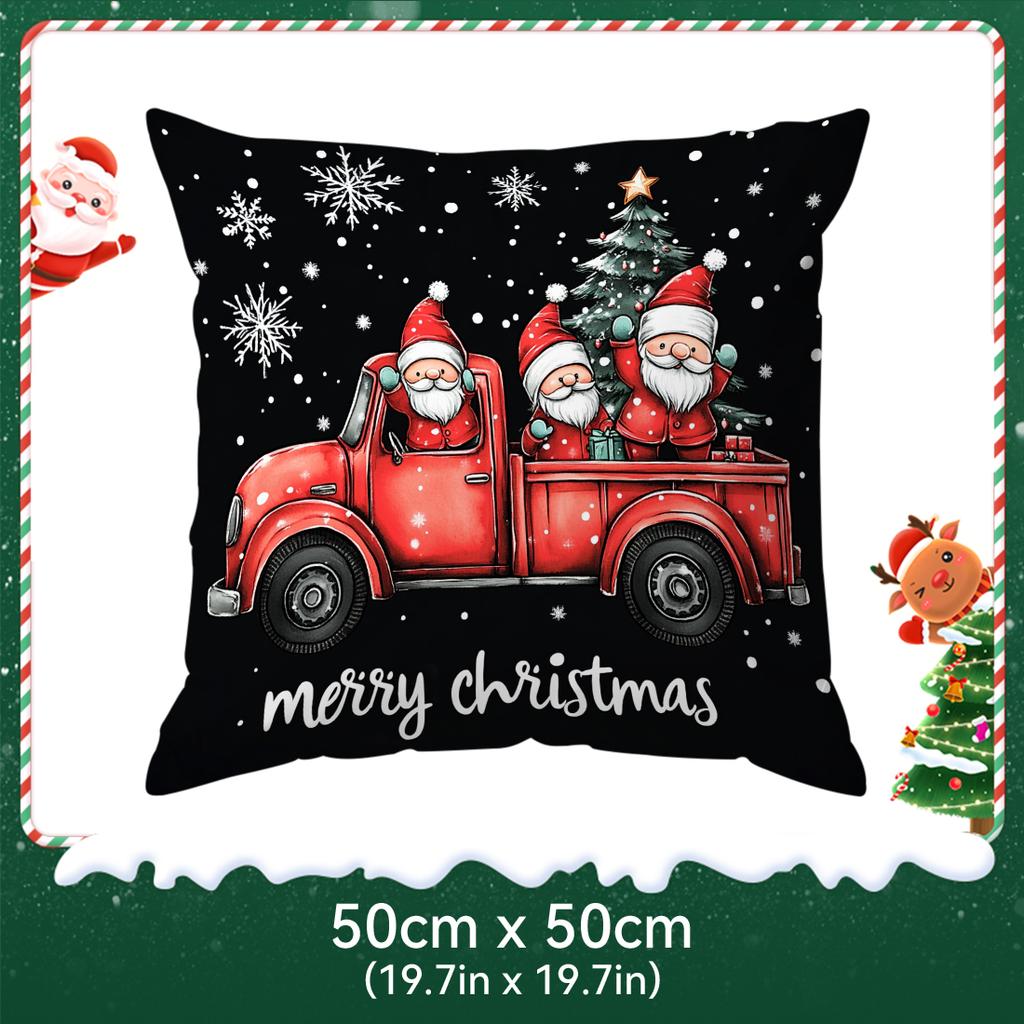 Santa Claus Elk Christmas Tree Pillowcase Bedroom Sofa Cushion Cover 100% Polyester Living Room Cushion Pillowcase Home Decor