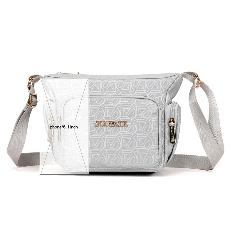 Women's Nylon Tote Bag Shoulder Bag Multi-compartment Mother Bag Lightweight Crossbody Bag