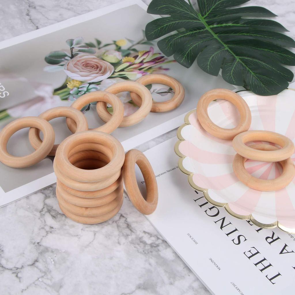 Natural Wood Rings 25-100mm: DIY Accessories, Hanging Rings, Handbag Buckles, Curtain Rings