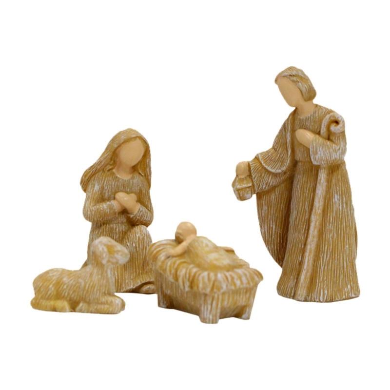 10 pz/set Scena Natività di Cristo Statuina Bambino Famiglia Mangiatoia Statuette Artigianato in Resina Miniature Ornamento Religioso Chiesa