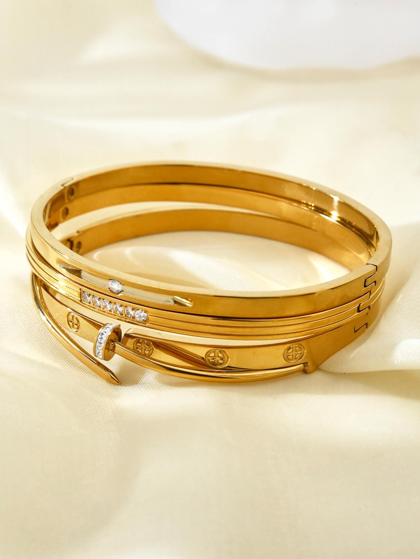 

Легкая Роскошь Элегантная Нержавеющая Сталь с Бриллиантами Гвозди Крест Невыцветающий Застежка Браслет Премиальное Ощущение Ручные Украшения