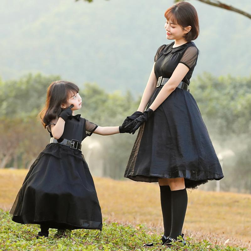 Cosplay Halloween Cosplay Black Mesh Witch Cosplay, Parent-Child Makeup Party Costume Magic Witch Dress